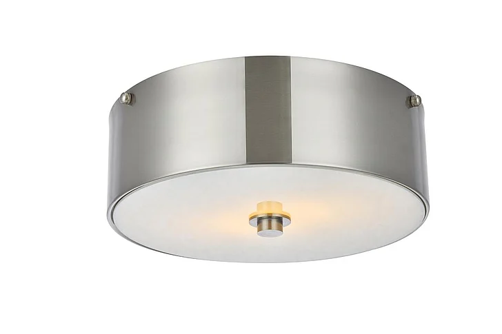 Elegant Hazen 2 Light 12 In. Burnished Nickel Flush Mount LD6025