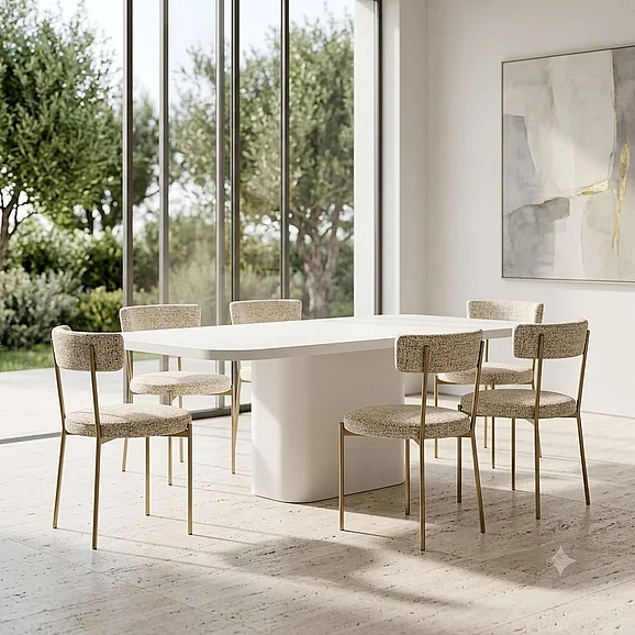 Caracole Atom/Moxie 7pc Rectangular Dining Room Set in Latte