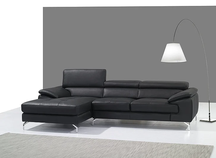 J&M Furniture A973B Italian Leather Mini Sectional LAF in Black 1790612-LHFC PROMO