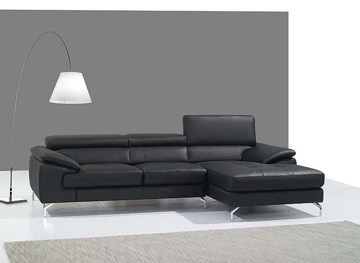 J&M Furniture A973B Italian Leather Mini Sectional RAF in Black 1790612-RHFC PROMO