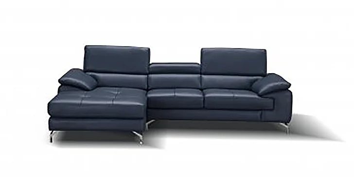 J&M A973B Italian Leather Left Facing Chaise Mini Sectional in Blue 179065-LHFC PROMO