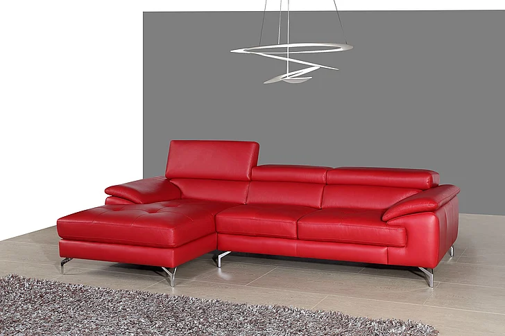 J&M Furniture A973B Italian Leather Mini Sectional LAF in Red 179061-LHFC PROMO