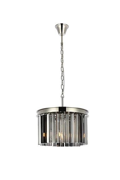 Elegant Sydney 3 Light Polished Nickel Pendant Silver Shade (Grey) Royal Cut Crystal 1208D16PN-SS/RC