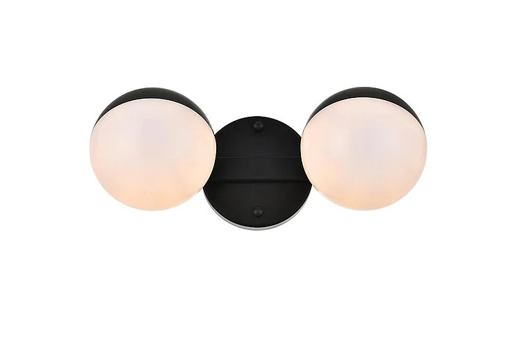 Elegant Majesty 2 Light Black and Frosted White Bath Sconce LD7305W13BLK CLOSEOUT