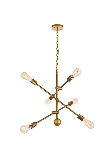 Elegant Axel 6 Lights Brass Pendant LD8008D29BR