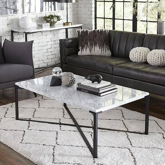 Modus Furniture Saxon Coffee Table in Carrara Marble A9R321