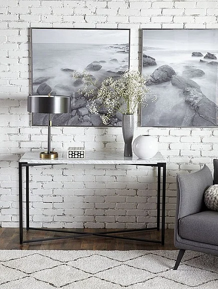 Modus Furniture Saxon Console Table in Carrara Marble A9R323