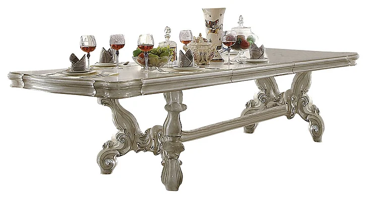 Acme Versailles Pedestal Dining Table in Bone White 61130