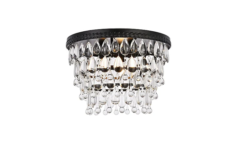 Elegant Nordic 3 Lights Black Flush Mount 1219F15BK/RC