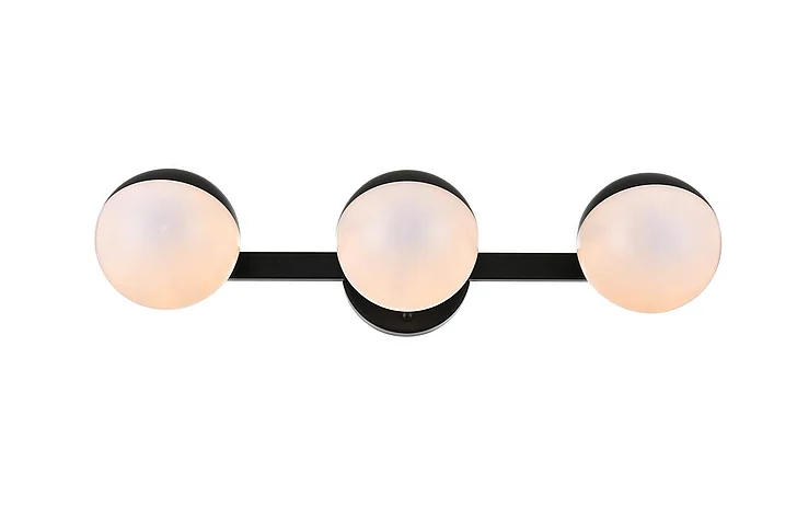 Elegant Majesty 3 Light Black and Frosted White Bath Sconce LD7305W21BLK CLOSEOUT