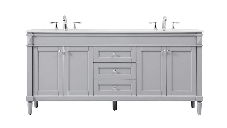 Elegant 72 In. Double Bathroom Vanity in Grey VF31872DGR CLOSEOUT