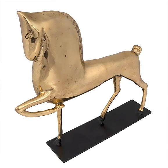 Noir Furniture Horse On Stand, Brass AB-154BR