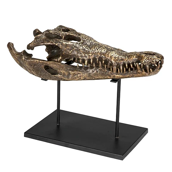 Noir Furniture Brass Alligator On Stand, Large AB-83L