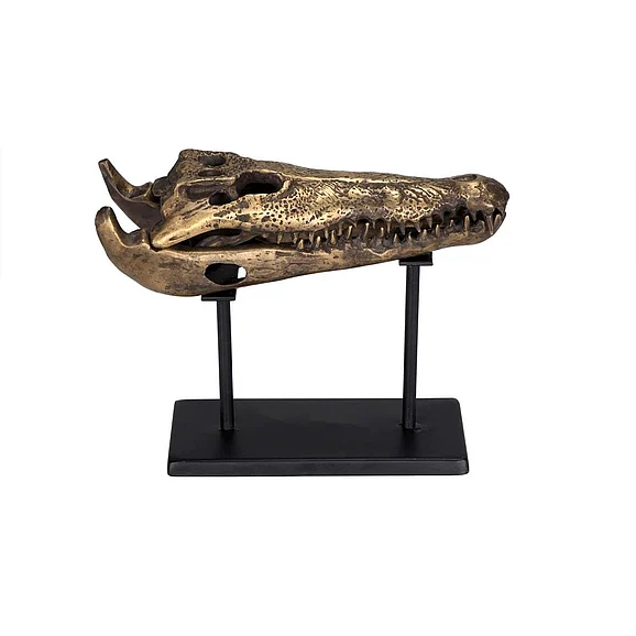 Noir Furniture Brass Alligator On Stand, Small AB-83S