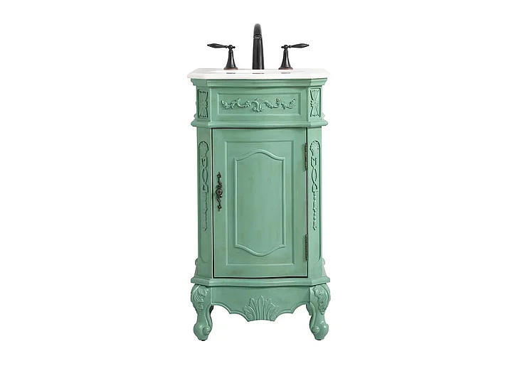 Elegant 19 In. Single Bathroom Vanity in Vintage Mint VF10119VM