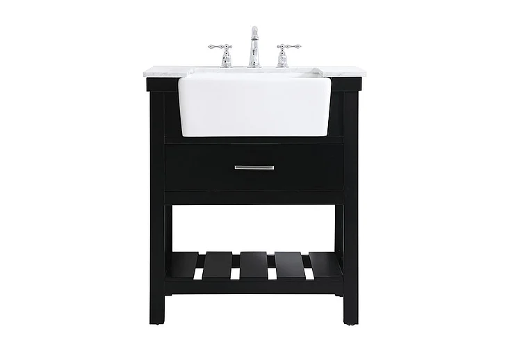 Elegant 30 In. Single Bathroom Vanity in Black VF60130BK