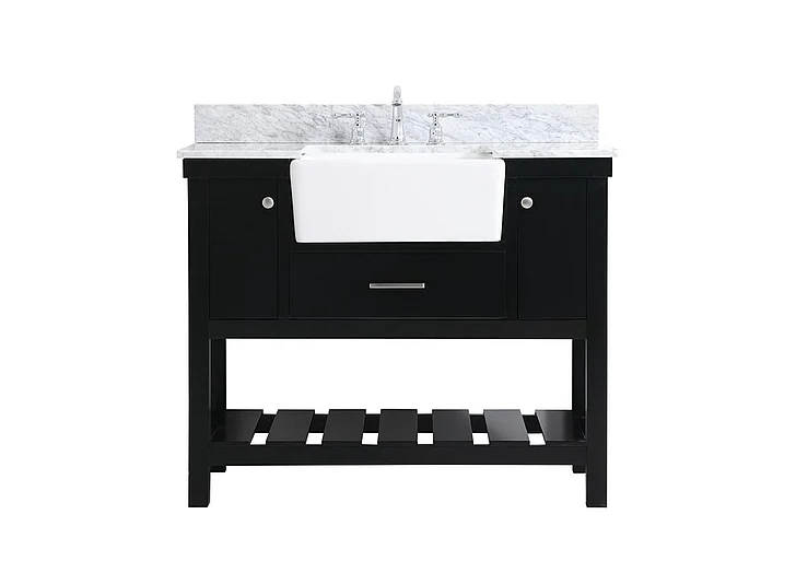 Elegant 42 In. Single Bathroom Vanity in Black with Backsplash VF60142BK-BS