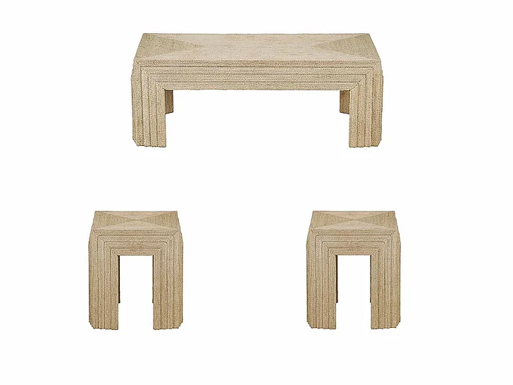 Maitland-Smith Abaca 3pc Occasional Set in Natural