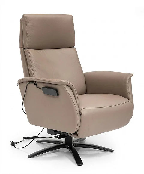 Hjort Knudsen 8007 Superior Model Lift Up Swivel Recliner in Anilux Grey 8007/MS3L4/475/SBSBlack
