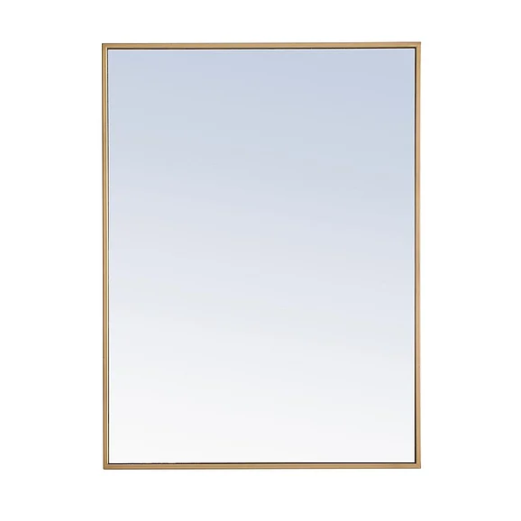 Elegant Metal Frame Rectangle Mirror 24 In. Brass Finish MR4072BR