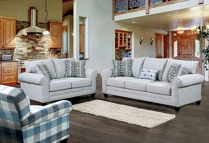 Furniture of America Aberporth 2pc Living Room Set in Gray