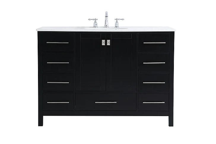 Elegant 48 In. Single Bathroom Vanity in Black VF18848BK