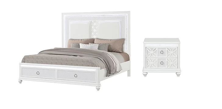 Galaxy Home Abigale 2pc Bedroom Set in White