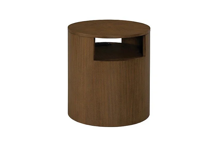 Hammary Hidden Treasures Kin Round End Table in Walnut 090-1174