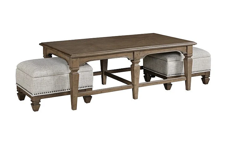 Hammary Maribelle Nesting Coffee Table with 2 Ottomans 373-910R
