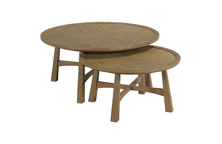 Hammary Hamilton Milo Round Coffee Table Set in Brown 263-911 CLOSEOUT