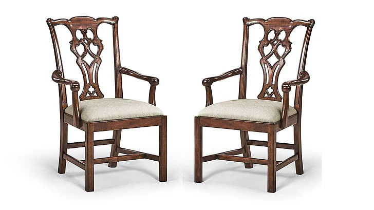 Jonathan Charles Buckingham Chippendale Antique Mahogany Arm Chair in Medium Antique Mahogany (Set of 2) 493330-AC-MAH-F200