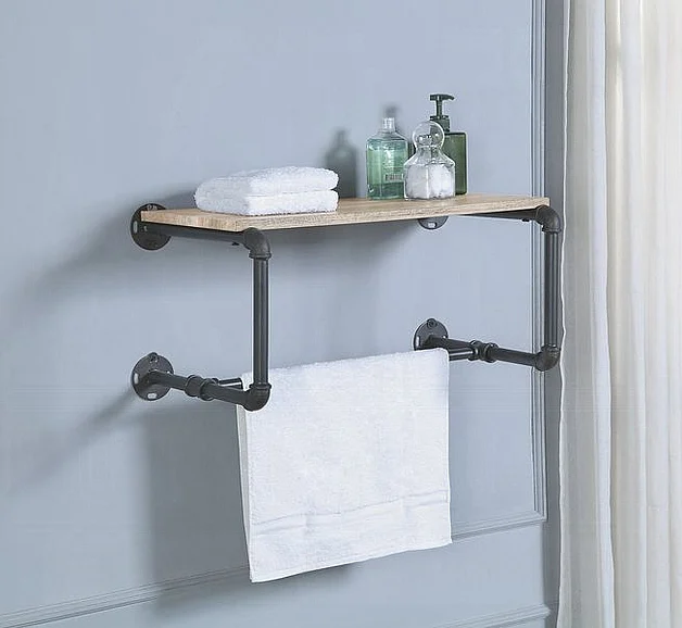 ACME Brantley Wall Rack in Oak and Sandy Gray AC00432