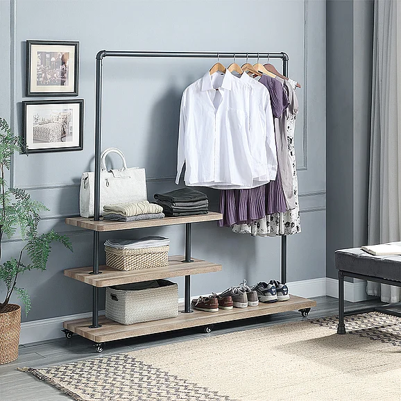 ACME Brantley Hanger Rack in Oak & Sandy Gray Finish AC00434