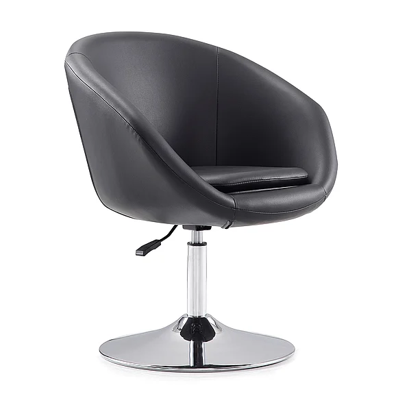 Manhattan Comfort Hopper Black and Polished Chrome Faux Leather Adjustable Height Chair AC036-BK