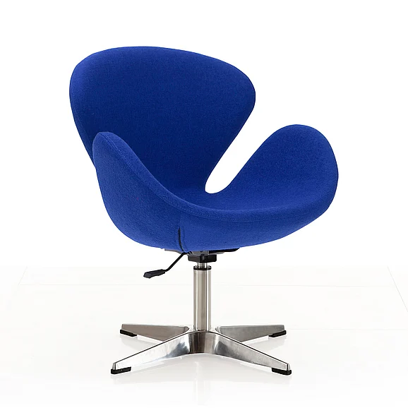 Manhattan Comfort Raspberry Blue and Polished Chrome Wool Blend Adjustable Swivel Chair AC038-BL