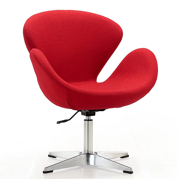 Manhattan Comfort Raspberry Red and Polished Chrome Wool Blend Adjustable Swivel Chair AC038-RD