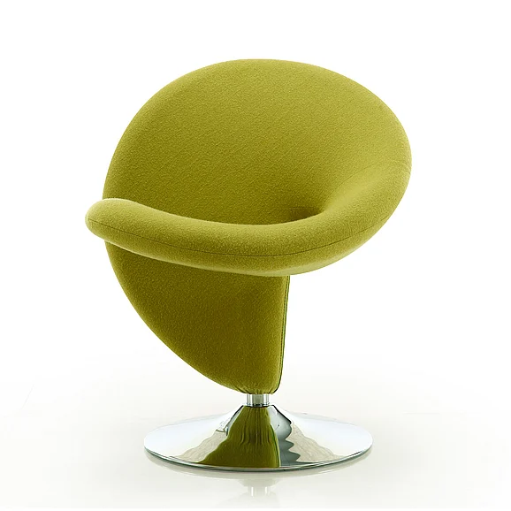 Manhattan Comfort Curl Green and Polished Chrome Wool Blend Swivel Accent Chair AC040-GR