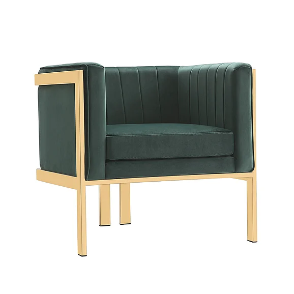 Manhattan Comfort Paramount Forest Green and Polished Brass Velvet Accent Armchair AC053-GR