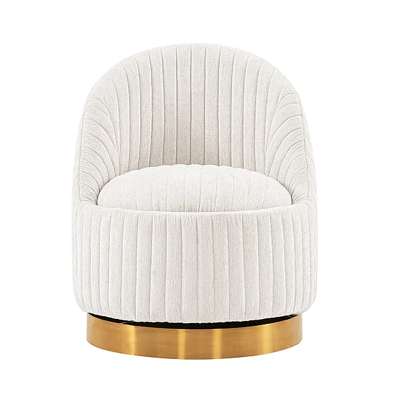Manhattan Comfort Modern Leela Swivel Chenille Accent Chair in Cream AC058-CR
