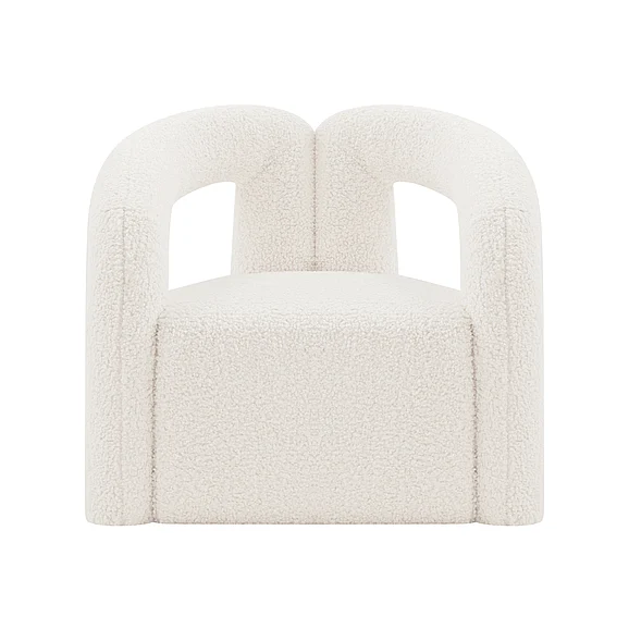 Manhattan Comfort Modern Darian Boucle Accent Chair in Cream AC061-CR