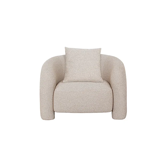 Manhattan Comfort Modern Sylvia Tweed Accent Chair with Accent Pillow in Gold Dust AC070-GD