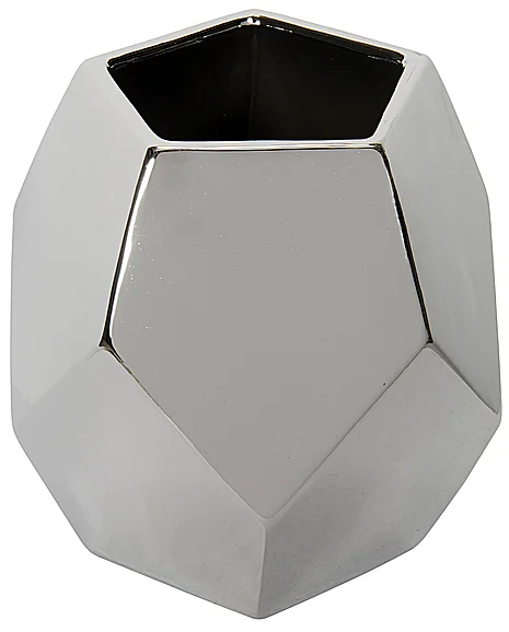 Noir Furniture 122 Ceramic Vase, Silver Finish AC122SV