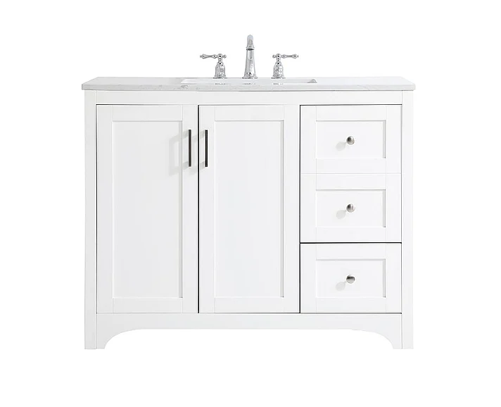 Elegant 42 In. Single Bathroom Vanity in White VF17042WH