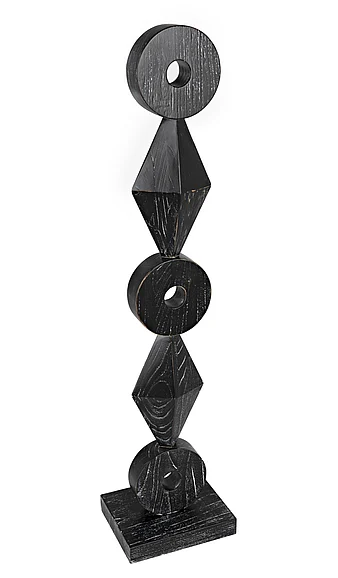 Noir Furniture Totem Sculpture, Cinder Black AC151CB CLOSEOUT