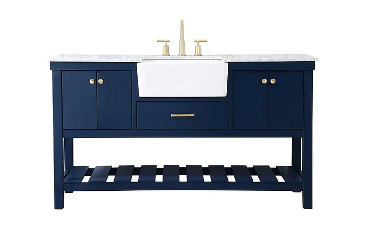 Elegant 60 In. Single Bathroom Vanity in Blue VF60160BL