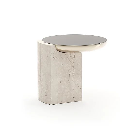 Caracole Overlap Round Side Table Light in Whisper of Gold CLA-425V-4118