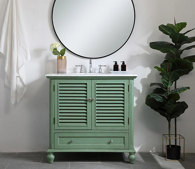 Elegant 36 In. Single Bathroom Vanity in Vintage Mint VF30536VM