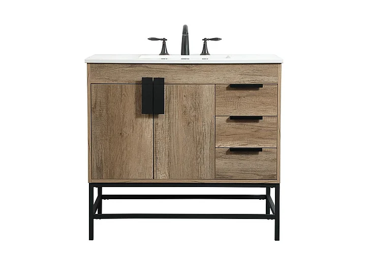 Elegant 36 In. Single Bathroom Vanity in Natural Oak VF48836NT