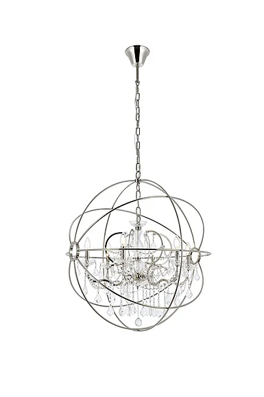 Elegant Geneva 6 Light Polished Nickel Chandelier Clear Royal Cut Crystal 1130D32PN/RC