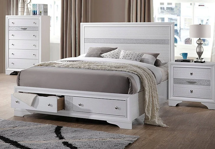 Acme Naima Eastern King Panel Storage Bed in White 25767EK